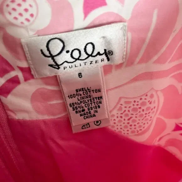 Vintage Lilly Pulitzer Sleeveless Shift Dress Womens 8 Pink White Floral Lace - Picture 3 of 9